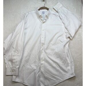 Brooks Brothers 346 Dress Shirt 17.5 34 Slim Fit White Non‎ Iron Button Down